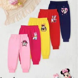 disney by miss and chief YK Disney Kids Pack Of 5 Mickey Minnie & Daisy Printed Cotton Lounge Joggers-picture-22