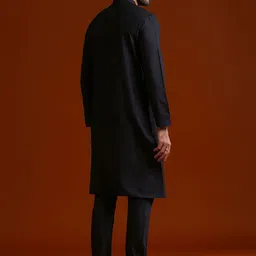 KALKI Fashion Textured Regular Mandarin Collar Straight Kurta With Pyjamas image 3