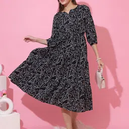 SHEETAL Associates Women Abstract Printed Sweetheart Neck Fit & Flare Midi Dress-image-76