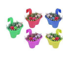 go hooked Double Hook pack of 5 Railing Planter 12 Inches Hanging Flower Pot-picture-27