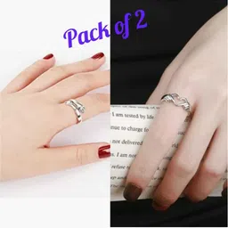 Teeragaj Set Of 2 Stainless Steel Hug Finger Rings-image-45
