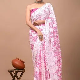 Pallo Latke Dabu Pure Cotton Block Print Saree-picture-37