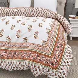 JAIPUR FABRIC Brown & White Floral Heavy Winter 300 GSM Comforter image 2