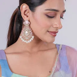 VATSALYA creation Gold-Plated Alloy Artificial Stones Earrings image 4