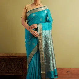 CANIZZARO Ethnic Motifs Zari Silk Blend Banarasi Saree image 2