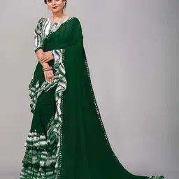 Flip The Style Tie and Dye Pure Georgette Block Print Saree-picture-31