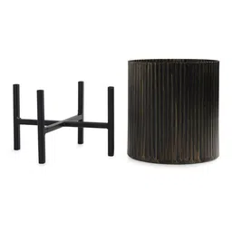 Pure Home and Living Brown Textured PlantersPot WithStand image 3