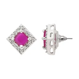 I Jewels Silver Plated CZ & American Diamond Stone Studded Jewellery Set image 4