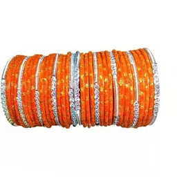 poshing Orange Glass Artificial Stones & Beads Bangles image 1