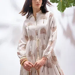 Vara By Vishudh Tropical Print Fit & Flare Dress-image-25