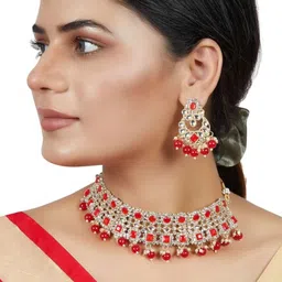 Women Click Stone-Studded & Beaded Jewellery Set image 1