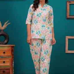 FASHION CLOUD Women Floral Printed Pure Cotton Night suit-picture-34