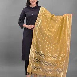 Apratim Geometric Woven Design Silk Dupatta With Zari-picture-24