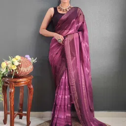 V3 FASHION STUDIO Striped Pure Chiffon Ready to Wear Saree-picture-28