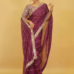 Being Naari Embellished Mirror Work Pure Georgette Heavy Work Saree image 3