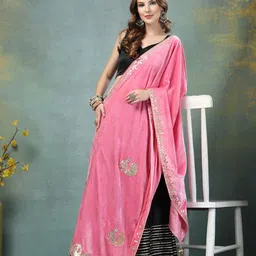 Moda Rapido Ethnic Motifs Embroidered Embellished Velvet Dupatta with Gotta Patti image 4