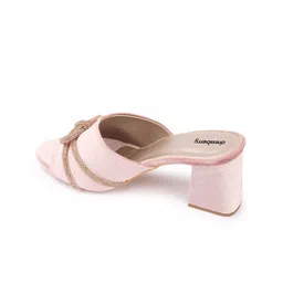 DressBerry Velvet Party Block Sandals with Bows image 5