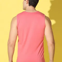 WOOSTRO Pack Of 2 Printed Combed Cotton Gym Vests -VWS26(RUN PEACH)(HARD YELLOW) image 3