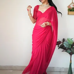 Sidhidata Pure Georgette Ready to Wear Solid Saree image 2