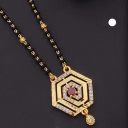 Queenzart Gold-Plated Brass Artificial Stones and Beads Mangalsutra-picture-55