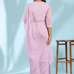 Juniper Women Floral Embroidered Regular Beads and Stones Pure Cotton Kurta with Palazzos & With Dupatta image 4