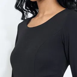 SF JEANS by Pantaloons Women Round Neck Long Sleeves Above Knee Shift Dress image 3