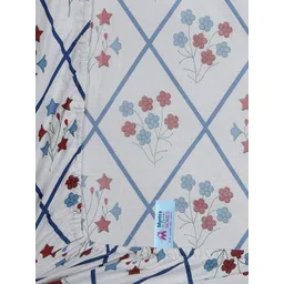 Myntra Elegant Homes White & Blue Floral Printed Fitted 300 TC King Bedsheet with 2 Pillow Covers image 4