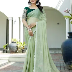 K 5 Fashion Checked Pure Chiffon Ready to Wear Saree-picture-18