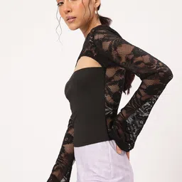 DressBerry Chic Channel Cut-Out Detail Lace-Detail Top image 4