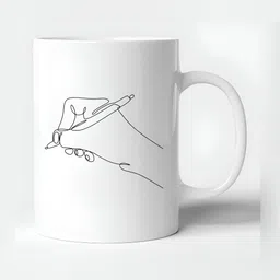 Mr UVD Blue & White Abstract Printed Ceramic Glossy Mug 330 ml image 2