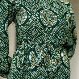 SARINKU Ethnic Motifs Print Bell Sleeve Crepe Formal Fit & Flare Maxi Dress image 4