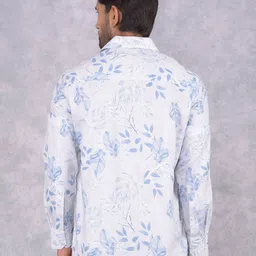 Crimsoune Club Men Smart Spread Collar Floral Printed Cotton Slim Fit Casual Shirt image 2