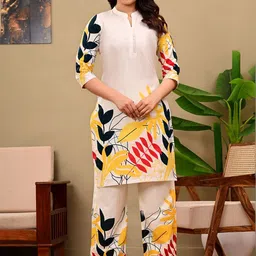 LABEL ADRIJA Women Floral Printed Regular Pure Cotton Kurta with Palazzos-picture-12