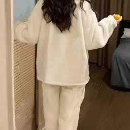 Kotty Women Round Neck Faux Fur Night suits image 2