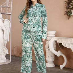 VenderVilla Abstract-Printed Shirt Collar Shirt With Trouser Co-Ords-picture-32