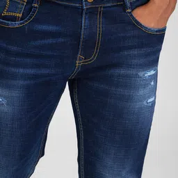 SPYKAR Men Skinny Fit Low-Rise Mildly Distressed Light Fade Stretchable Jeans image 5