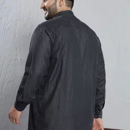 John Pride Men Plus Size Solid Spread Collar Cotton Casual Shirt image 2