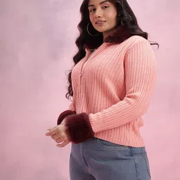 DressBerry Curve Self Striped Cardigan image 3