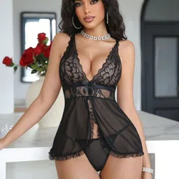 Herryqeal Self Design Net Baby Doll image 5