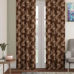 myntra elegant homes Aura Coffee Brown Set of 2 Floral Black Out Door Curtain-picture-23