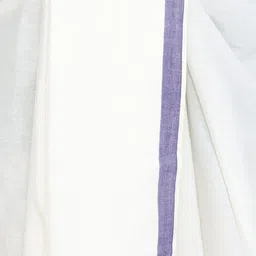 Exotic India Men Pure Cotton Plain Dhoti and Angavastram Set with Striped Border image 2