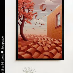 SOWPEACE Orange & Blue 1 Piece Canvas Abstract Wall Photographs-picture-36