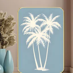 Livin'luxe Blue & White Tropical Palm Tree Printed Wooden Wall Art-image-34