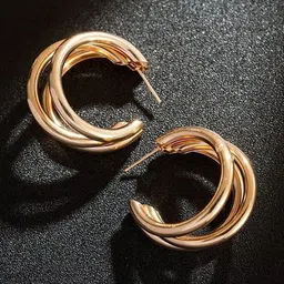 TheVineGirl Gold-Plated Korean Circular Shaped Half Hoop Earrings image 3