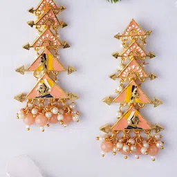 Adwitiya Collection Gold Plated Artificial Stones Studded Classic Drop Earrings-picture-32