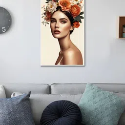 nestroots Brown & Orange Floral Grace Beauty in Bloom Canvas Floral and Botanical Wall Art-image-4