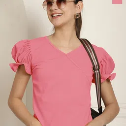 Metronaut Women Pack Of 2 Puff Sleeve Peplum Top-picture-31