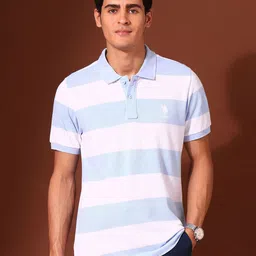 U.S. Polo Assn. Men Striped Polo Collar Pockets Slim Fit T-shirt-picture-16
