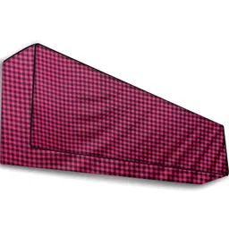 The Furnishing Tree 1.5 Ton Split AC Cover for Indoor and Outdoor Units Checkered Pattern Maroon image 2