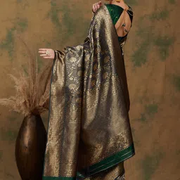 Desi Fusion Ethnic Motifs Zari Art Silk Heavy Work Saree image 3